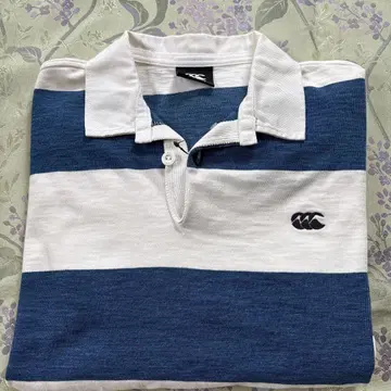 canterbury 라거 셔츠 S 화이트/파랑 보더 인디고 염색