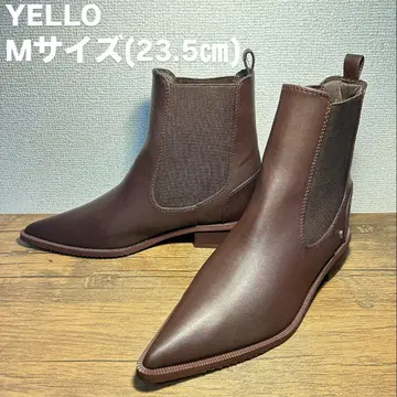 컨디션 최상 YELLO 사이드 고어 부츠 스틸레토 가죽 브라운