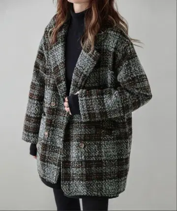 타임세일 미사용 AMELY 체크 무늬 테일러드 자켓