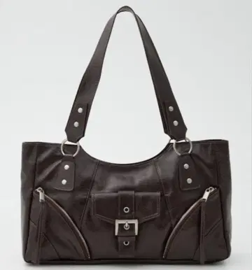 sly 신상 FRONT POCKET STUDS BAG 가죽 브라운