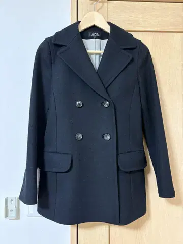 A.P.C. 블랙 더블 브레스트 P 코트 XS APC