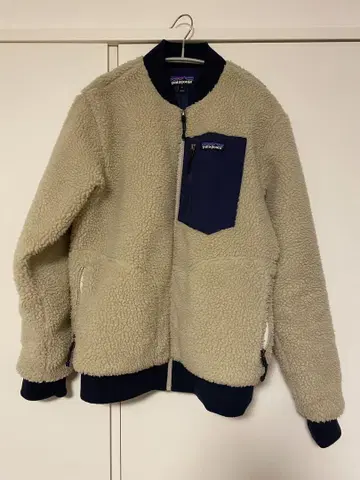 patagonia 봄버 플리스 자켓 S 베이지/네이비