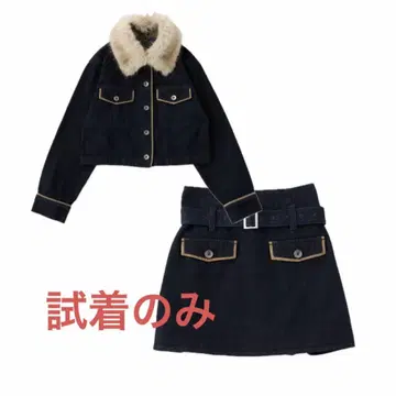NICE CLAUP 카라 퍼 배색 자켓 미니 스커트 묶음 판매