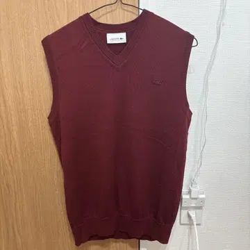 LACOSTE 라코스테 V넥 니트 베스트 와인 레드 사이즈 2
