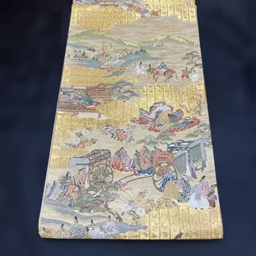 골드 컬러 풍경 자수 후쿠로 오비
