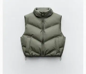 ZARA 새상품급 러버 피니쉬 숏 베스트 S 카키