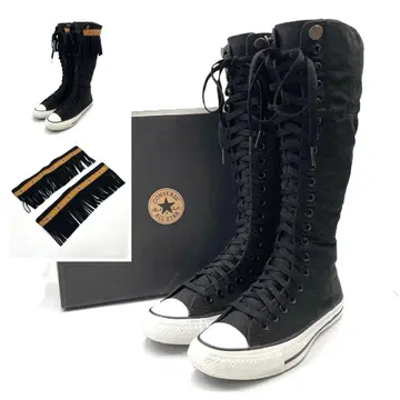 [ 미사용품 ] 컨버스 롱 20홀 스니커즈 프린지 블랙 US6.5