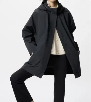 UNIQLO 블록 테크 하프 코트 블랙 여성용 M 발수