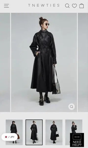 tnewties [흑막의 등장] 더블 브레스트 인조 가죽 트렌치코트