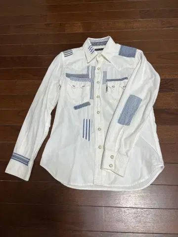 BLUE BLUE 리메이크 패치워크 셔츠 화이트 S