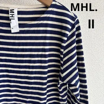 MHL 보더 티셔츠 바스크 셔츠 코튼 네이비 x 화이트 2