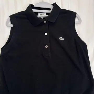 LACOSTE 피케 셔츠 슬리브리스 원피스 블랙