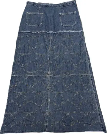 초기 Hysteric Glamour 별 패턴 자수 데님 스커트