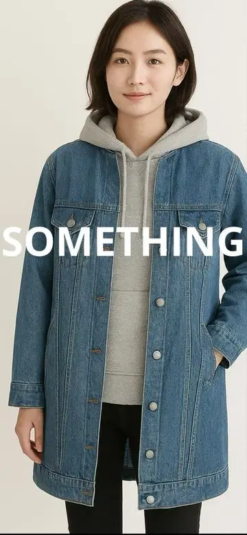 컨디션 최상 SOMETHING 썸씽 롱 데님 코트 자켓 G