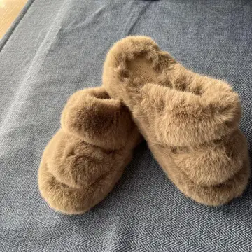 브라운 퍼 슬리퍼