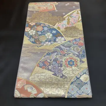 다색 꽃무늬 금실 후쿠로 오비