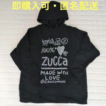 주카 ZUCCa 후드티 후디 풀오버 M 로고 프린트 블랙