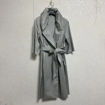 그레이 7부 소매 롱 셔츠 원피스