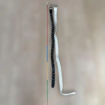 뜨개질 가죽 벨트 화이트 블랙