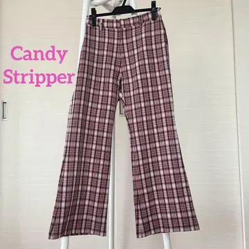 Candy Stripper 체크 무늬 플레어 팬츠 빨간색 계열