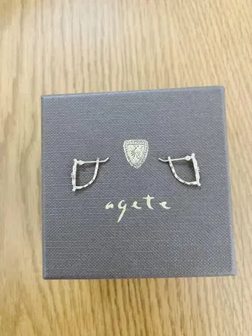 아가트 후프 귀걸이 작은 다이아 한 알