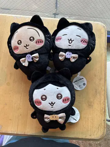 치이카와 검은 고양이 봉제 인형 3체 세트