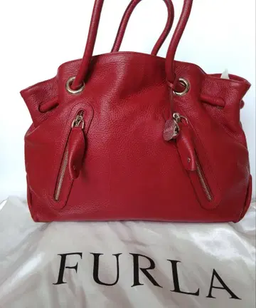 새상품 FURLA 훌라 레드 핸드백 천연 가죽 보관 주머니 카드 포함