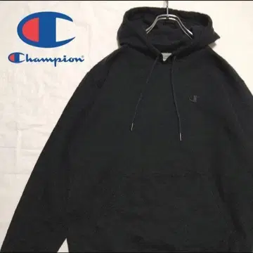 챔피온 로고 자수 무지 후드티 풀오버 블랙