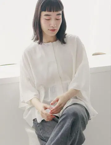 니코앤드 COMFORT 린넨 와이드 블라우스 화이트 M 사이즈