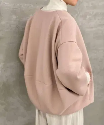 뒷모습 통통 노카라 자켓 핑크 루즈핏