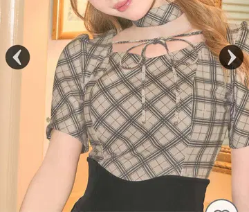 미셸 마카롱 초커 set 체크 리본 상의
