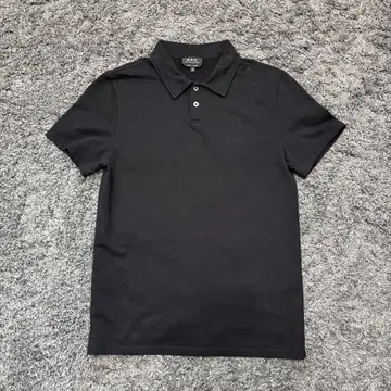 A.P.C. 블랙 피케 셔츠 로고 자수