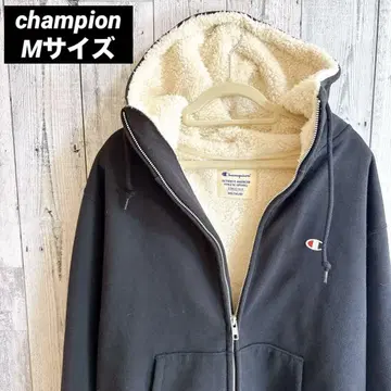 Champion 지퍼 후드티 블랙 보아 안감 원단 남성용 M 사이즈