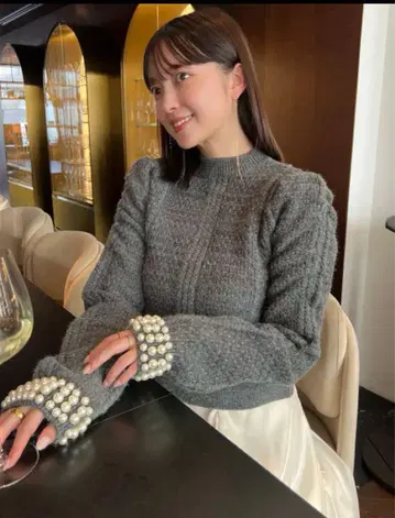 선착순 완판 anuans 아뉴앙스 펄 니트탑 그레이
