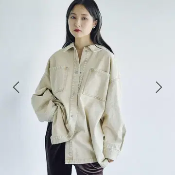 LEPSIM 프린지 패치 BIG 데님 셔츠