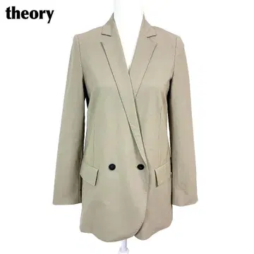 새상품급 theory 테일러드 자켓 더블 원 버튼 0 카키 샌드