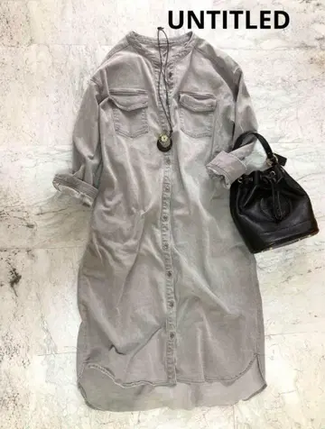 세탁 가능한 언타이틀 사이즈 2 데님 셔츠 원피스 노카라