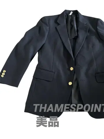 다크 네이비 울 100% 일본제 골드 버튼 싱글 테일러드 자켓