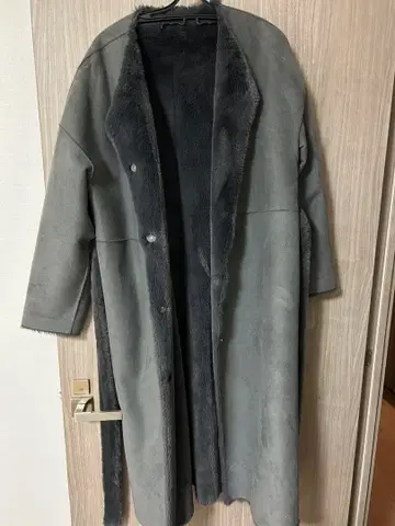 AMERI 2way 에코 퍼 무스탕 코트 그레이