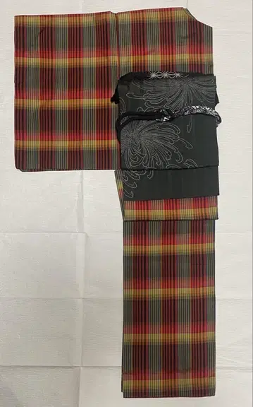 오시마 빨강 노랑 블랙 체크