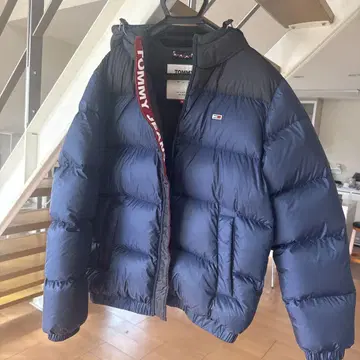TOMMY JEANS 후드 부착 다운 자켓 M 네이비