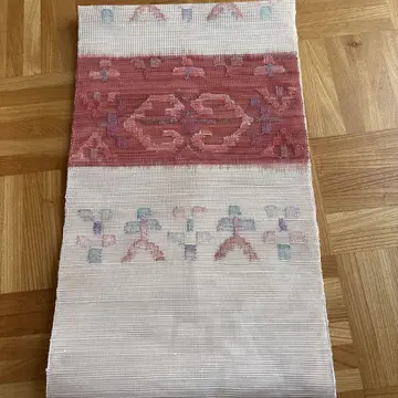 나고야 오비 빨간색과 화이트의 기하학 패턴