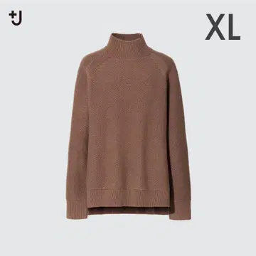 UNIQLO +J 유니클로 프리미엄 라무 케이블 하이넥 스웨터 브라운