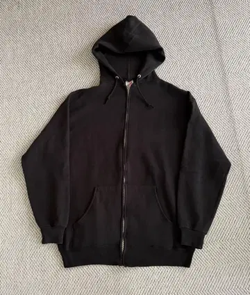 [ 새상품급 ] 90s JERZEES 블랙 풀 집업 후드티 L