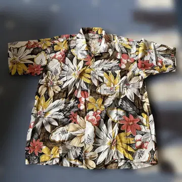 40년 정도 전의 상품 플라워 패턴 반팔 하와이안 셔츠