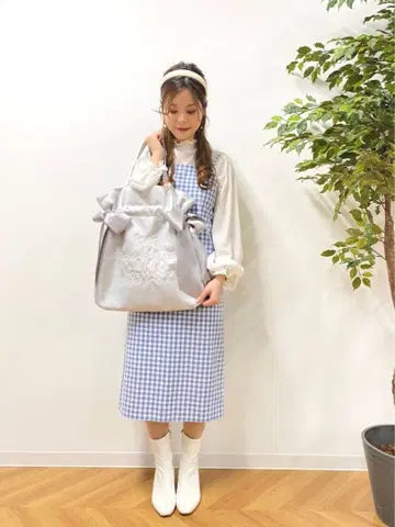 Maison de FLEUR 라메 더블 리본 토트백