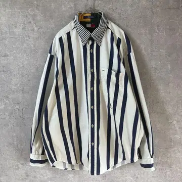 TOMMY HILFIGER 스트라이프 셔츠 90s 절개 패턴 L 사이즈
