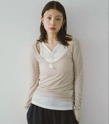 HANNE 레이어드 시어 롱 TEE