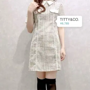 titty&Co 화이트 라메 트위드 원피스