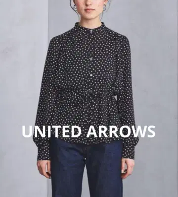 UNITED ARROWS UWSC 도트 허리 리본 블라우스